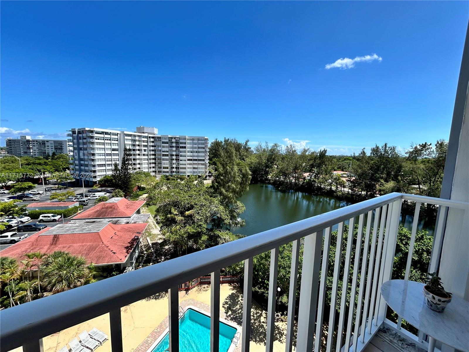 a view of a balcony with an outdoor space