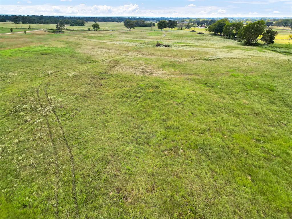 a view of a field with an ocean view