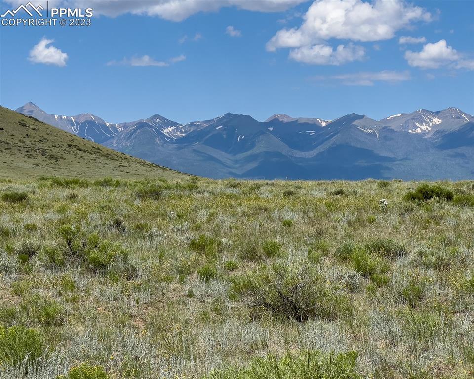 a view of an outdoor space and mountain view