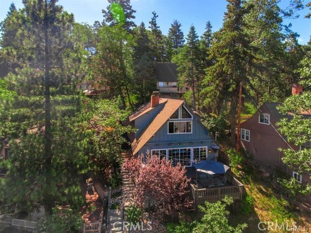 an aerial view of a house