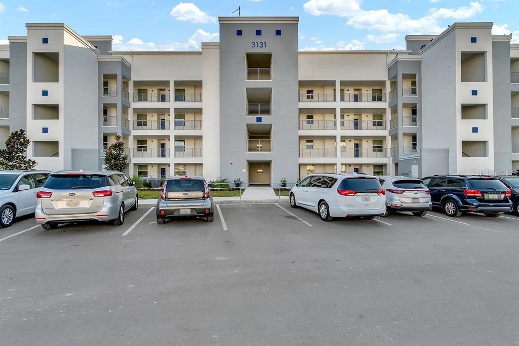 a car parked in front of a building