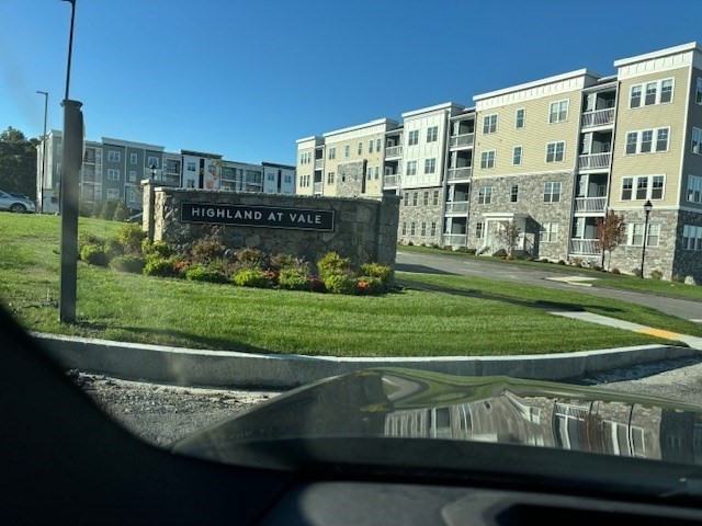 a view of a building from a yard