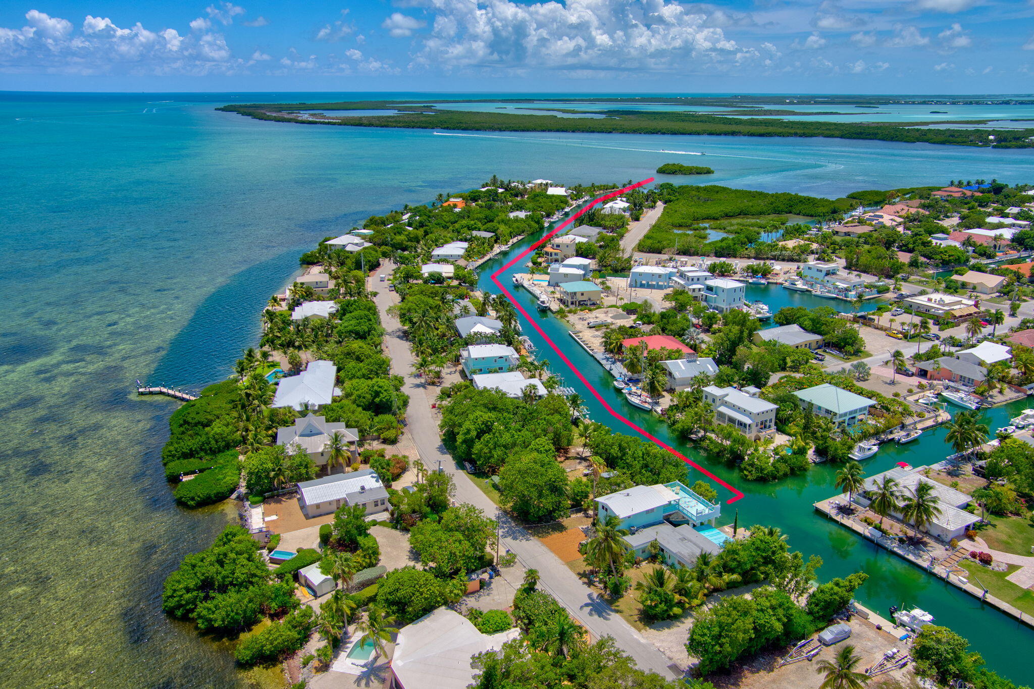 a view of a lake with a big yard