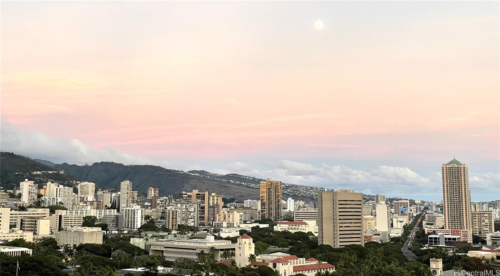 a view of city and mountain