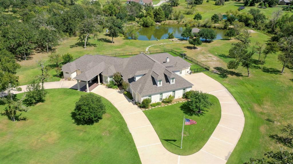 an aerial view of a house