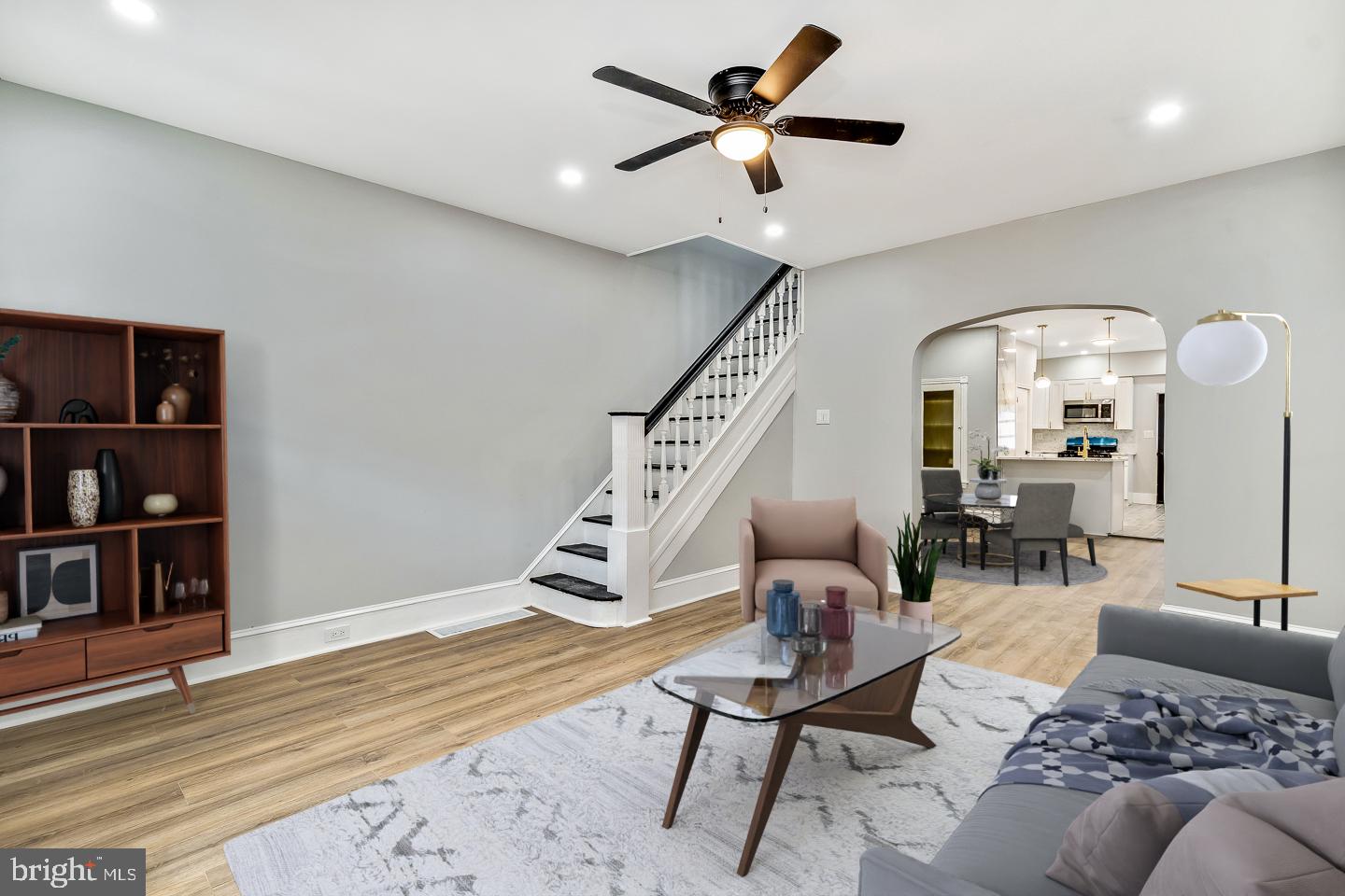 a living room with furniture