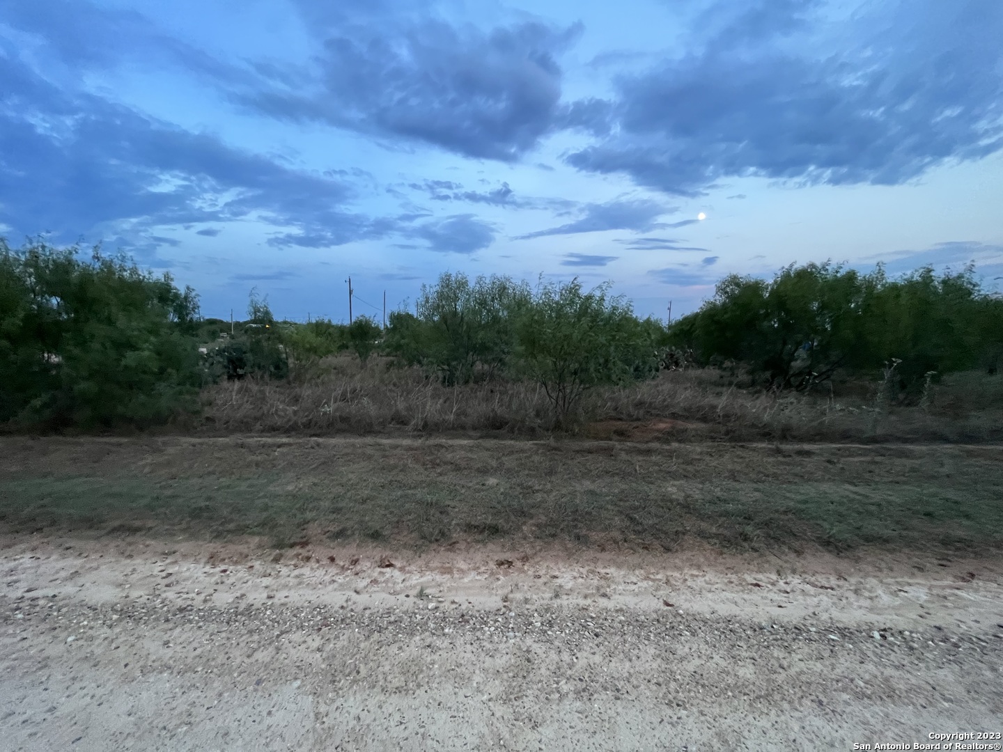 a view of a yard with wooden fence