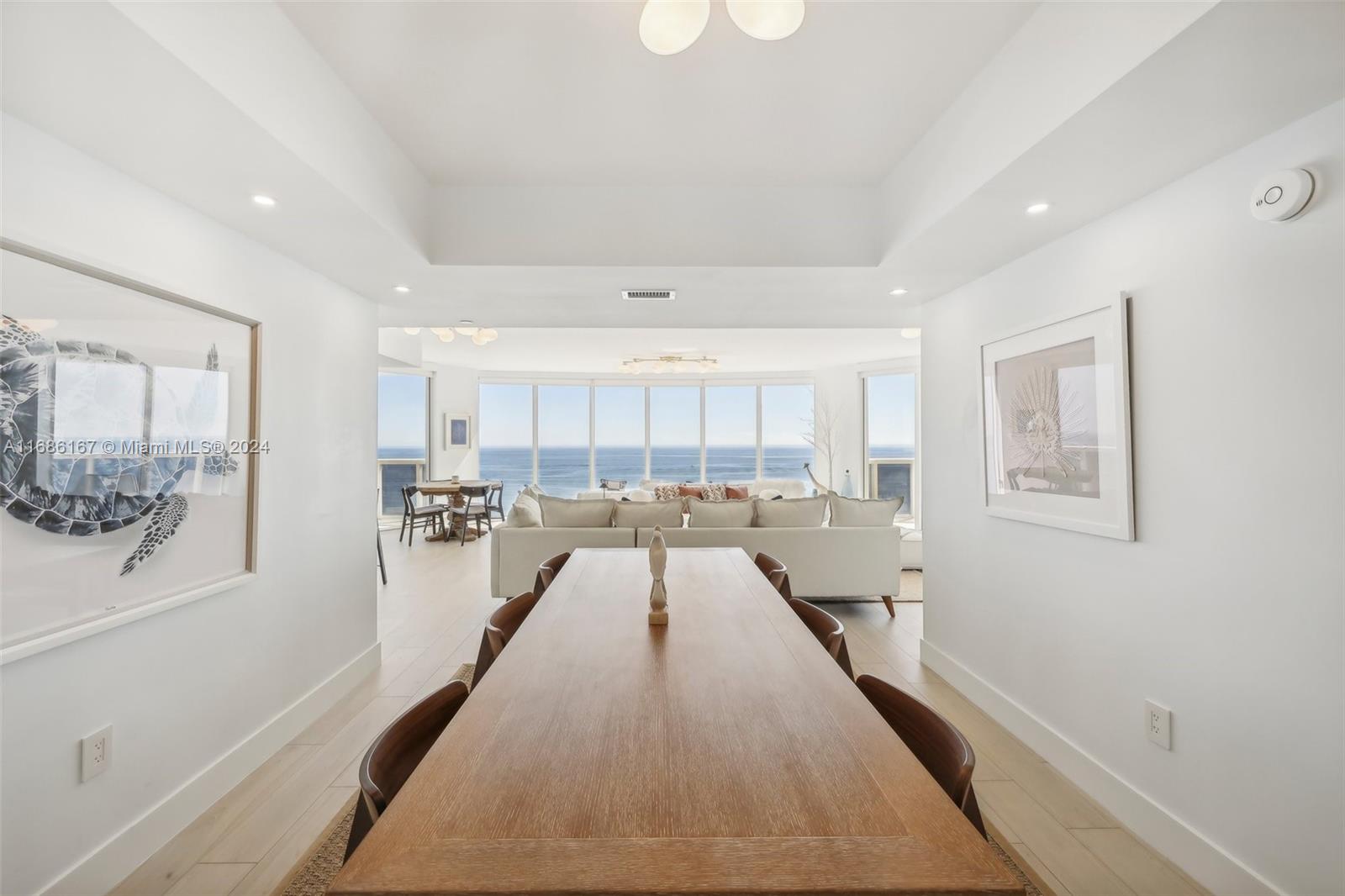 a view of a living room and a kitchen