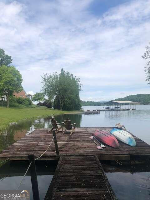 a view of a lake with outdoor space