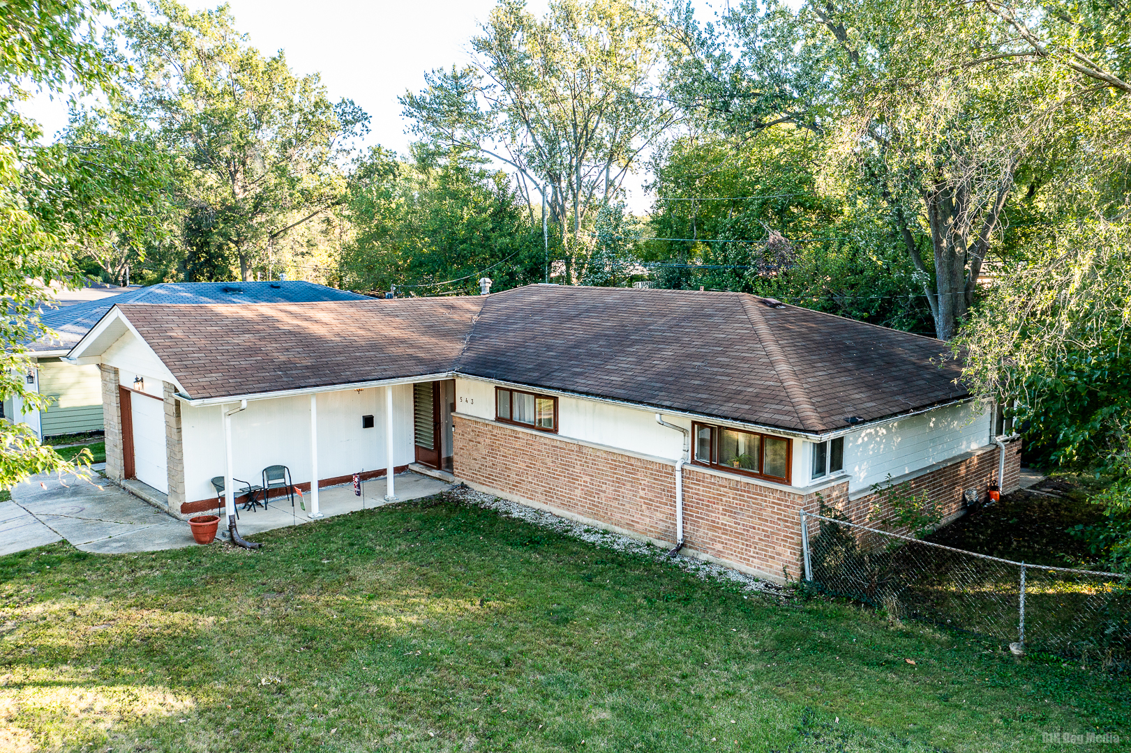 an aerial view of a house