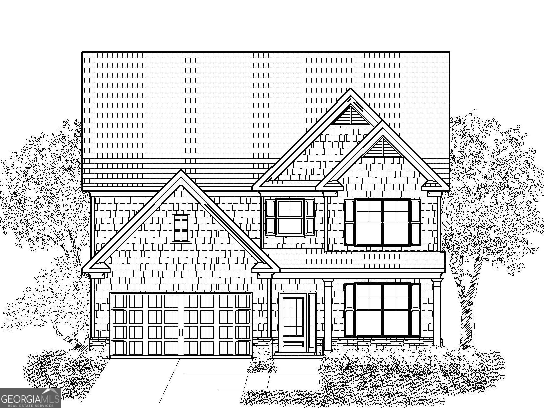 Bellview front exterior rendering of elevation DB at Briarwood