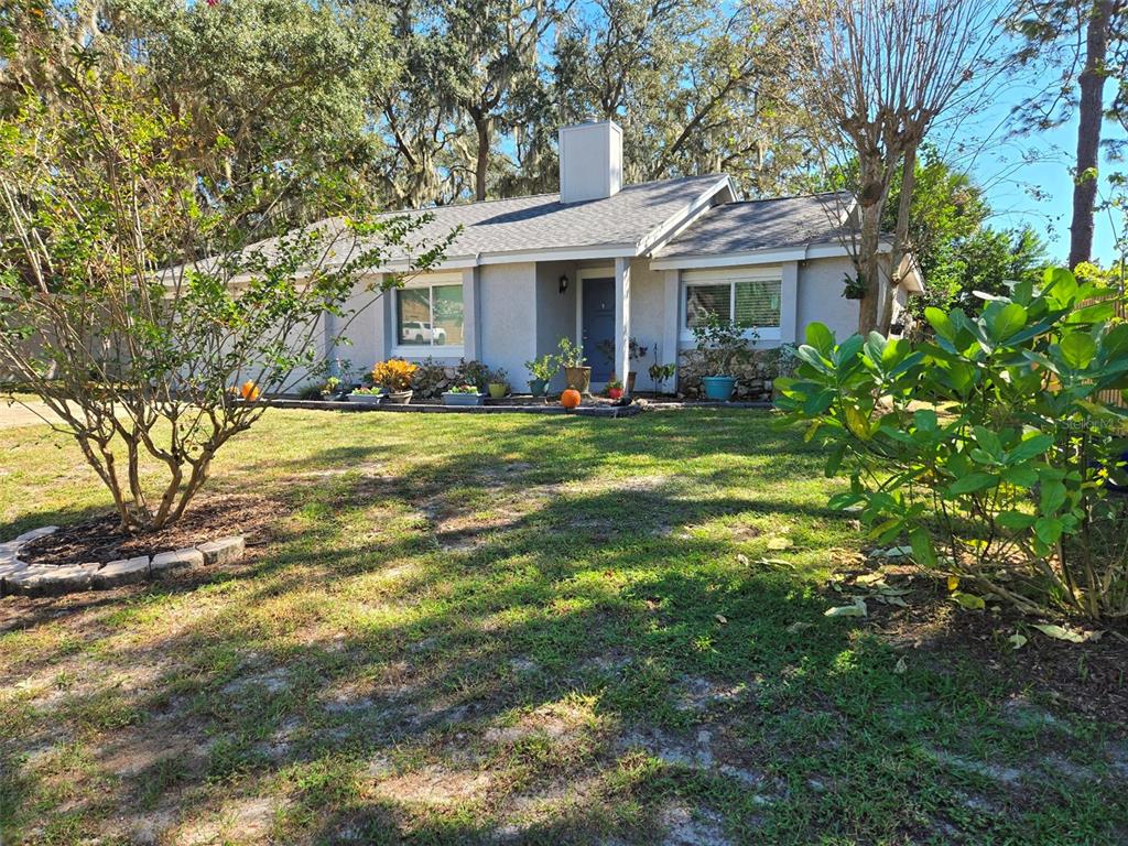 a view of a yard in front of house