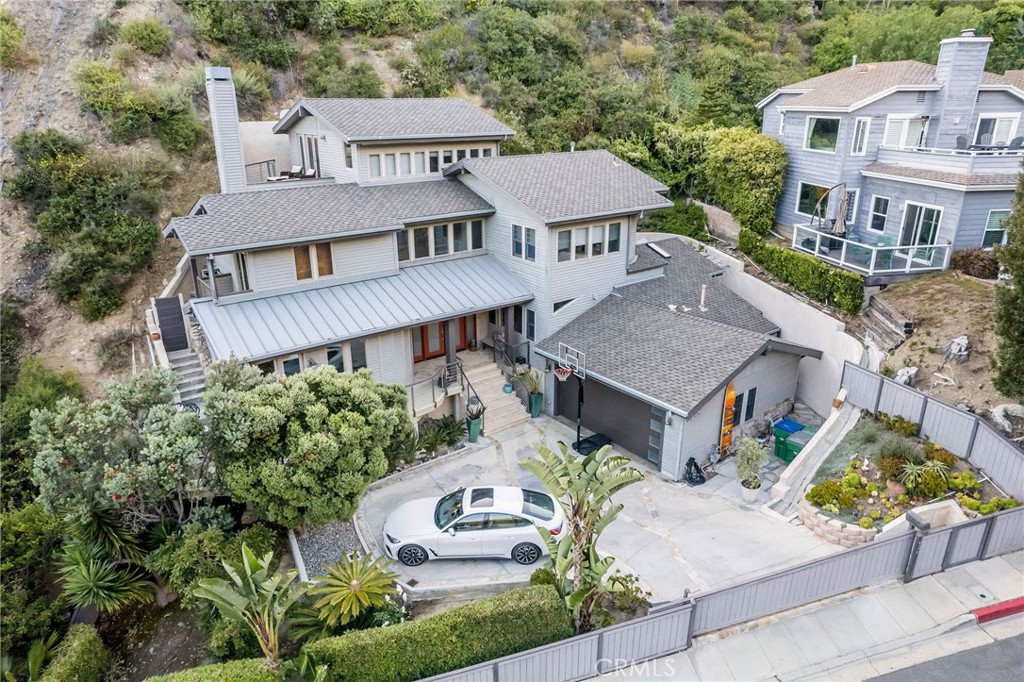 an aerial view of a house