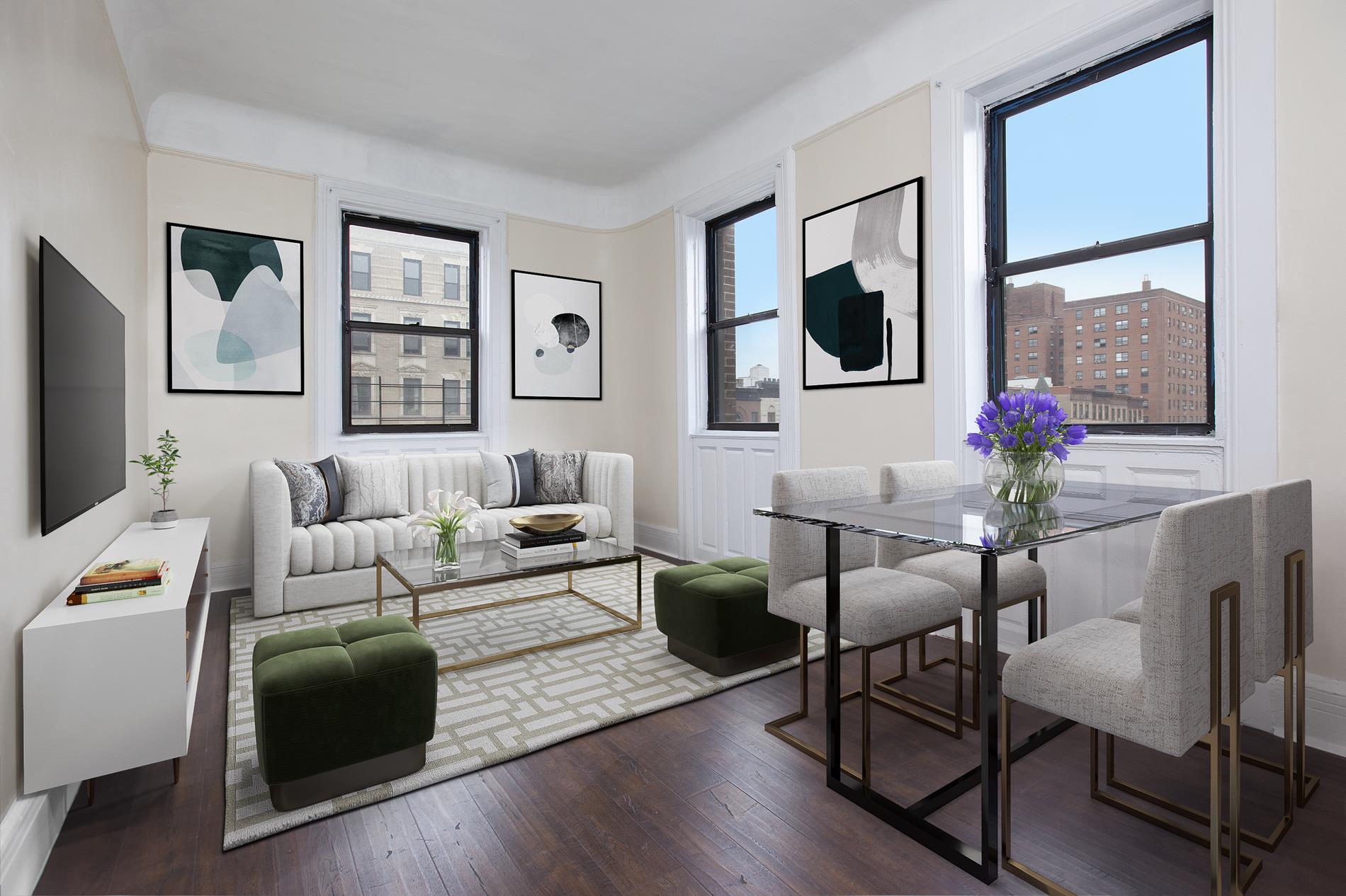 a living room with furniture and a flat screen tv