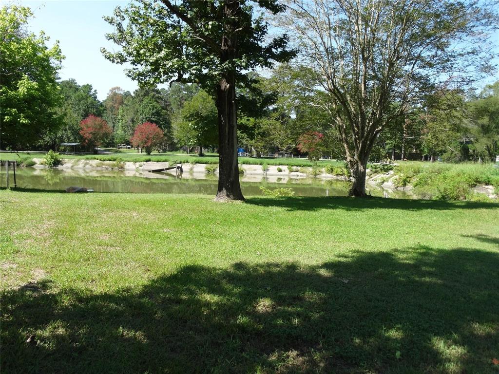 a view of swimming pool with a big yard and large trees