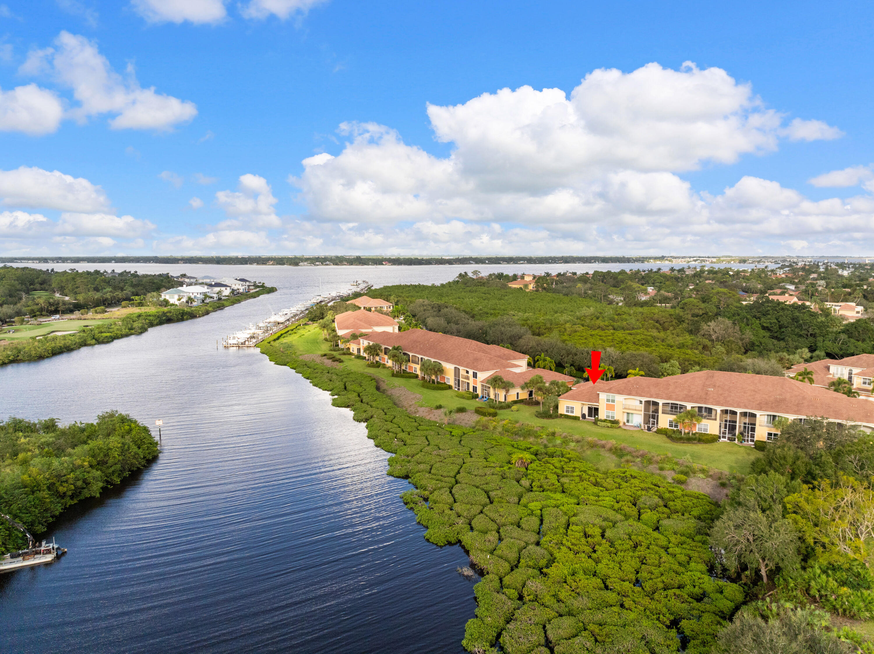 a view of a lake with outdoor space