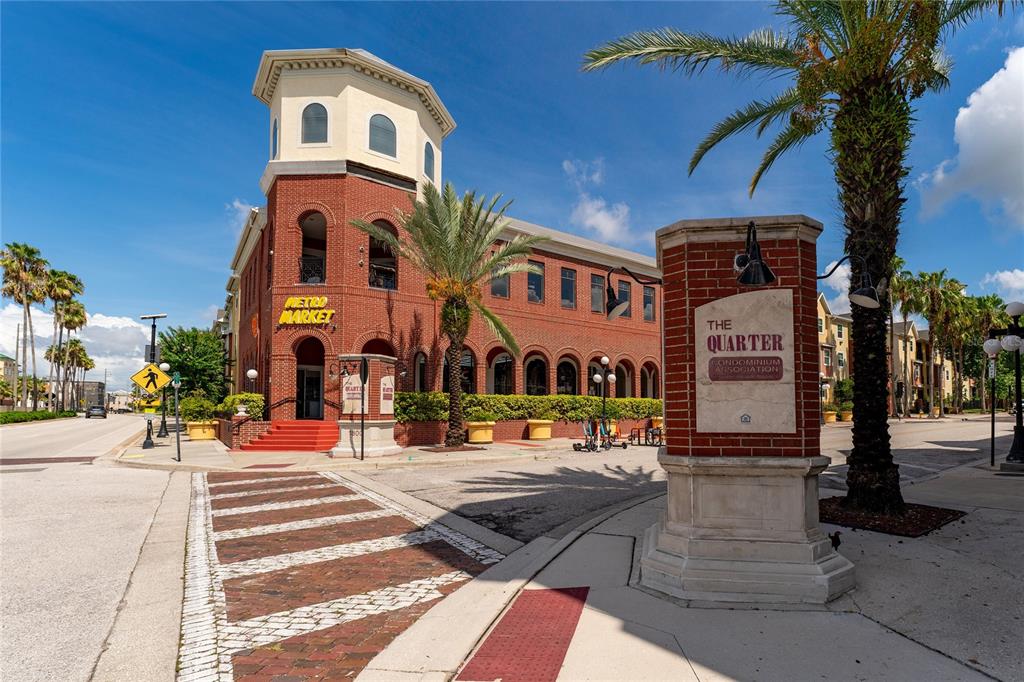 a front view of a building with street view