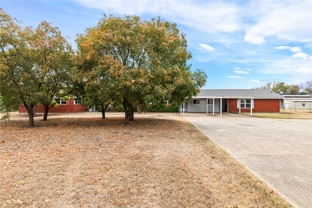 a front view of a house with a tree