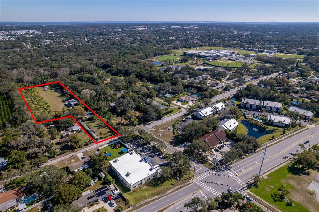 an aerial view of multiple house