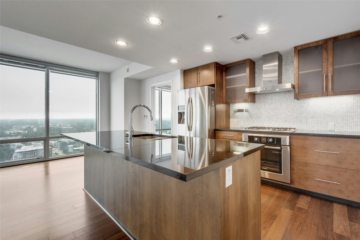 Walnut cabinets and floors