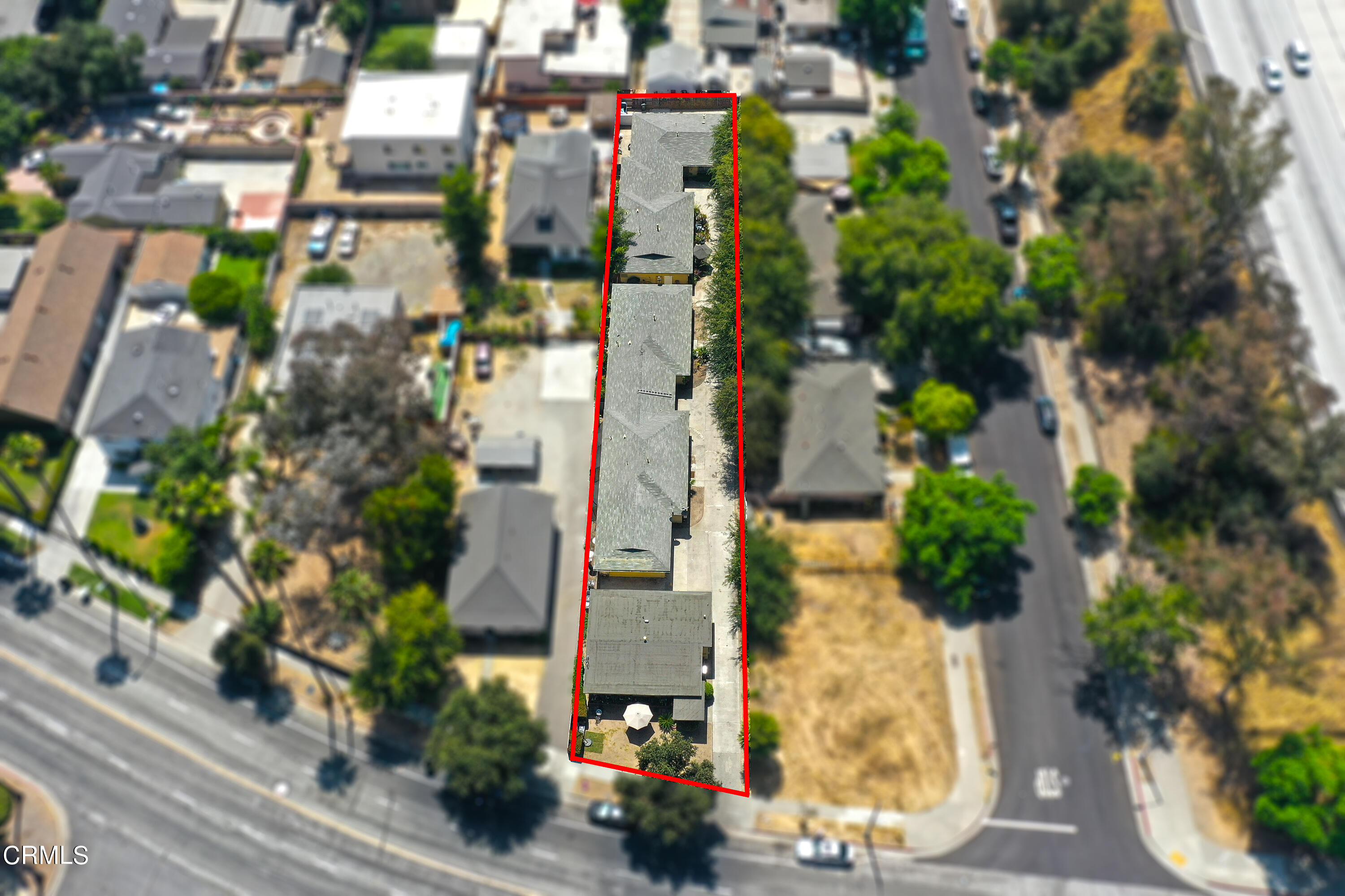 an aerial view of multiple house