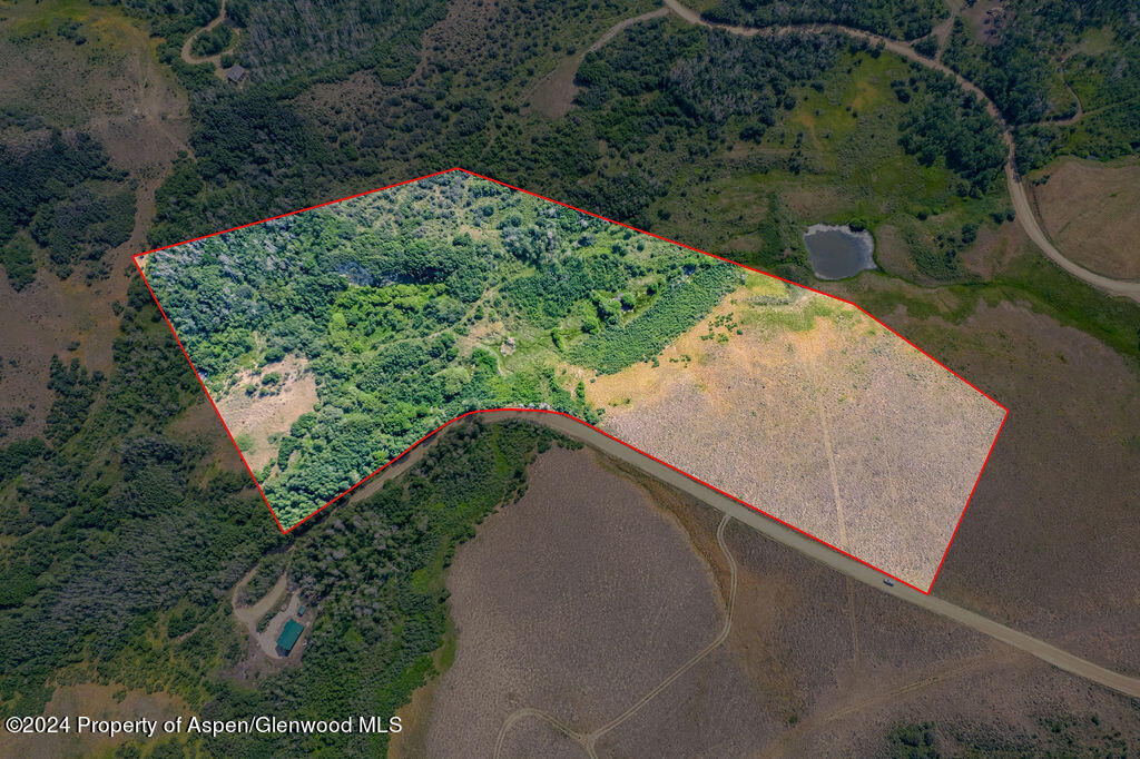 an aerial view of a garden