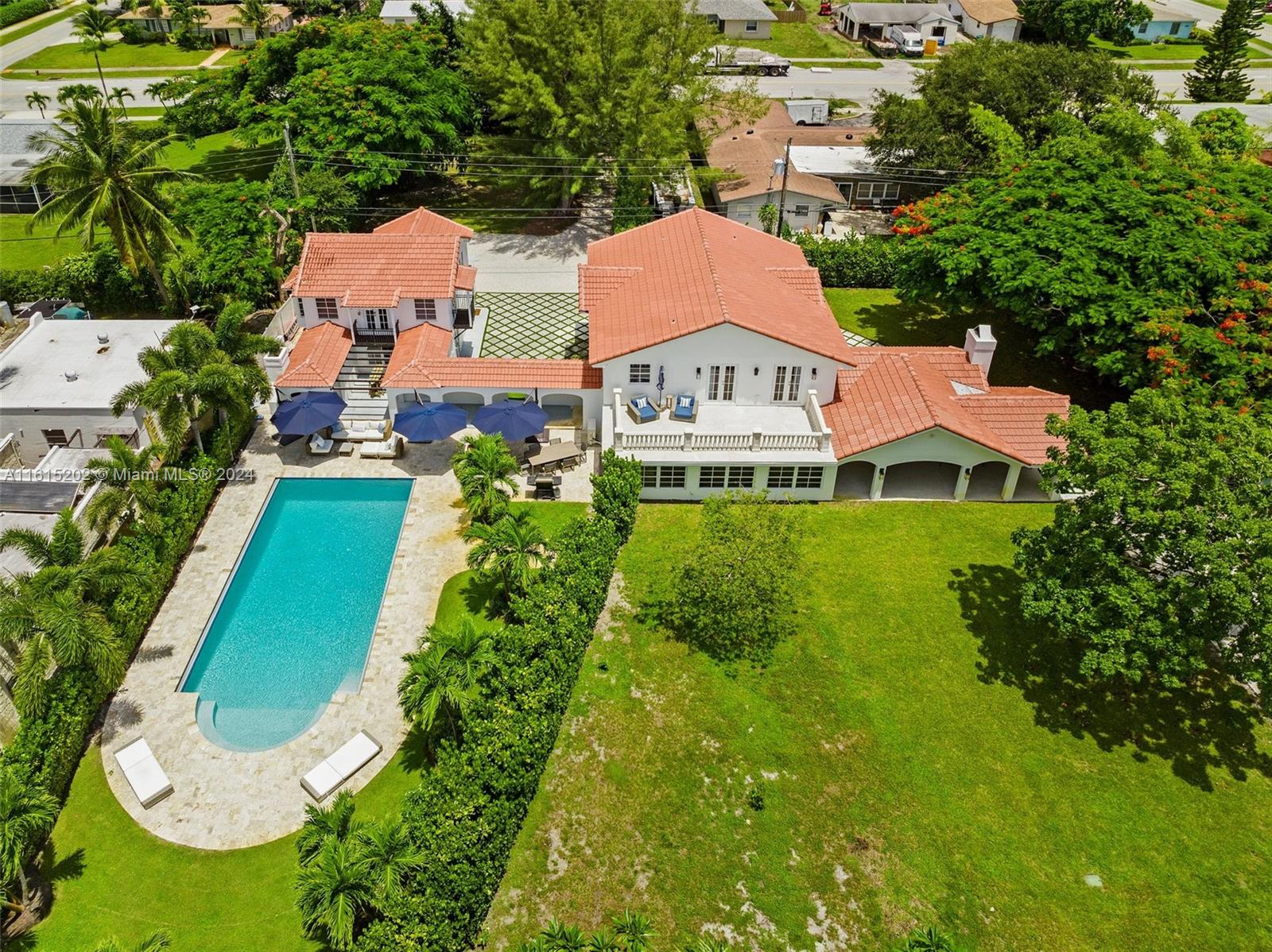 an aerial view of a house