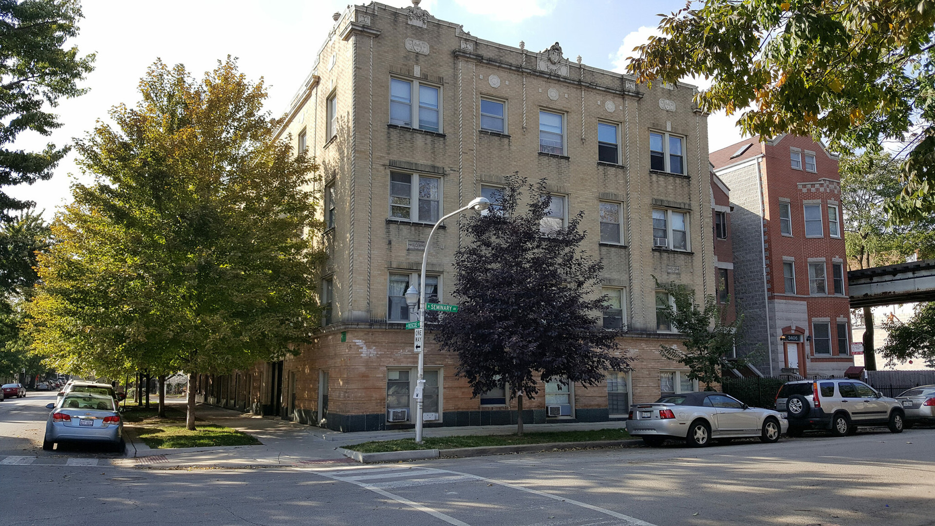 a building with trees in front of it