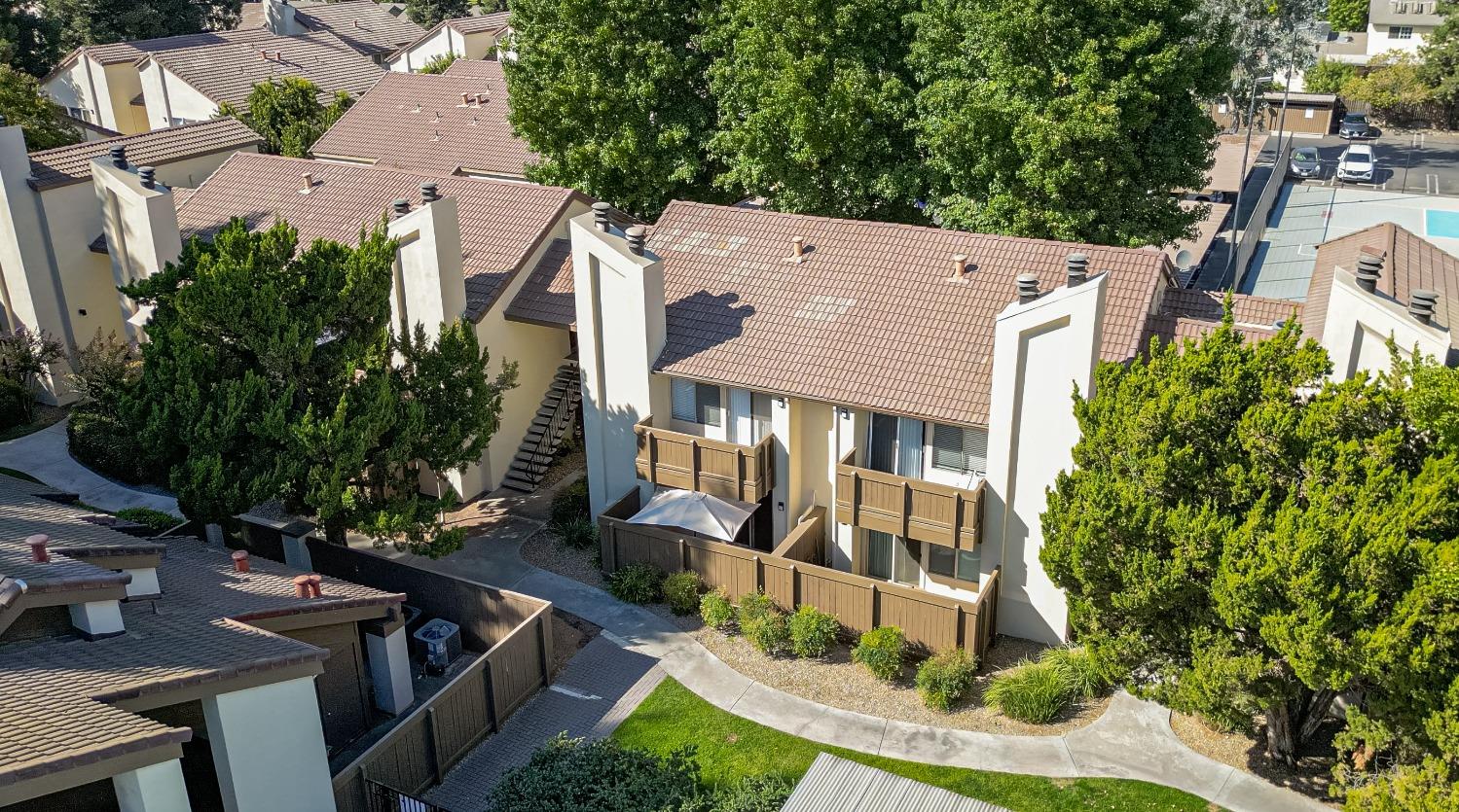 an aerial view of a house