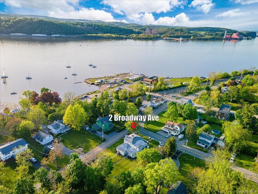 a view of a lake with a park