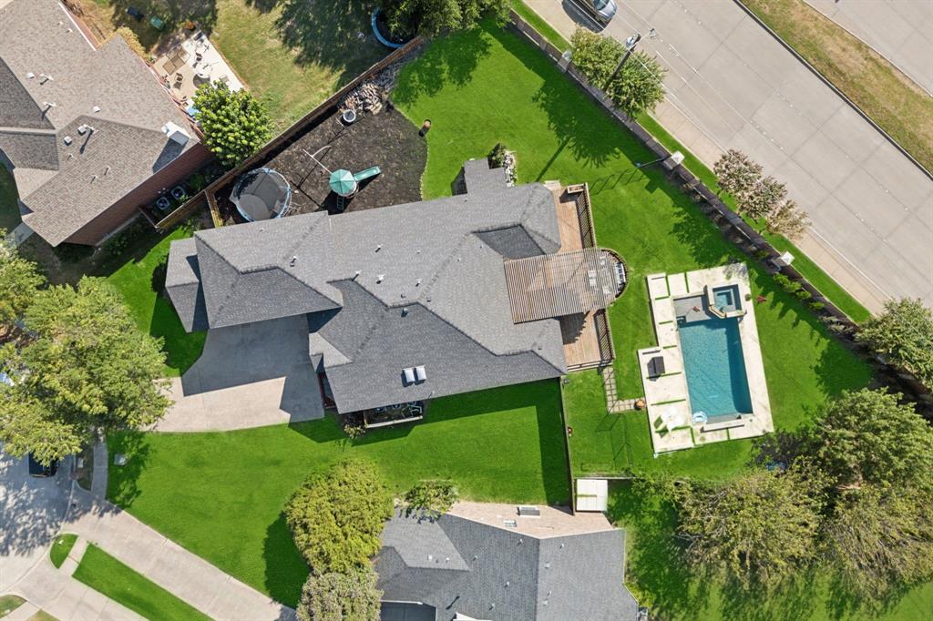 an aerial view of a house