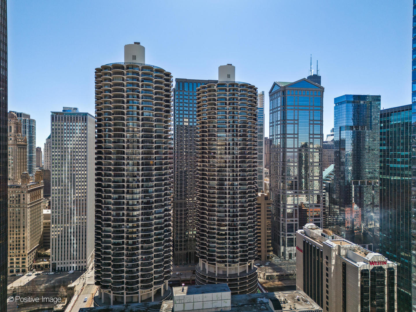 a view of a city with tall buildings