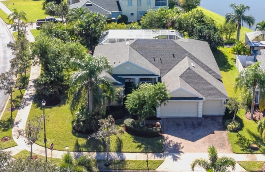 an aerial view of a house