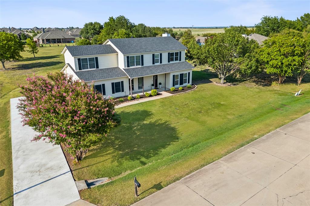 an aerial view of a house