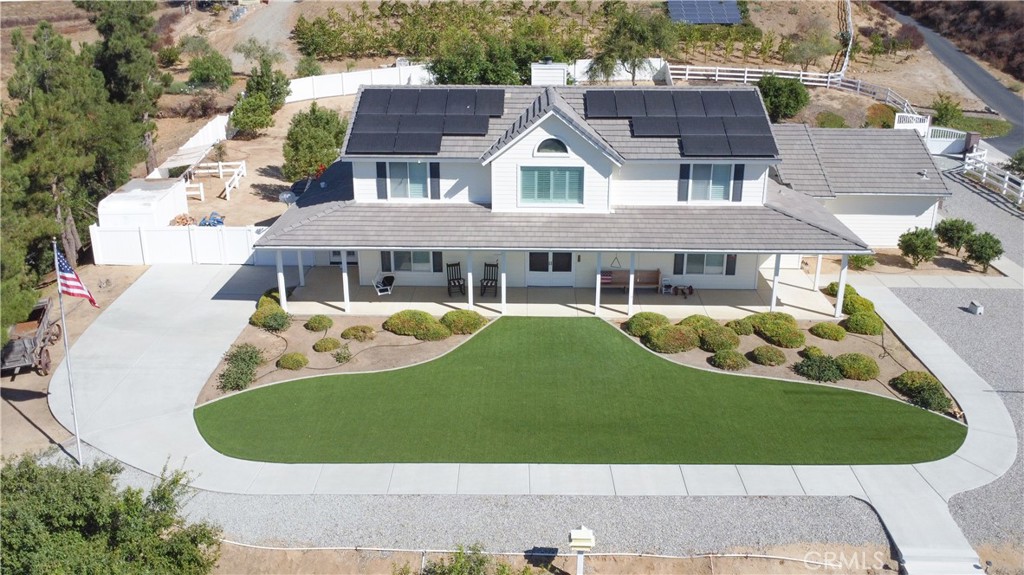 an aerial view of a house