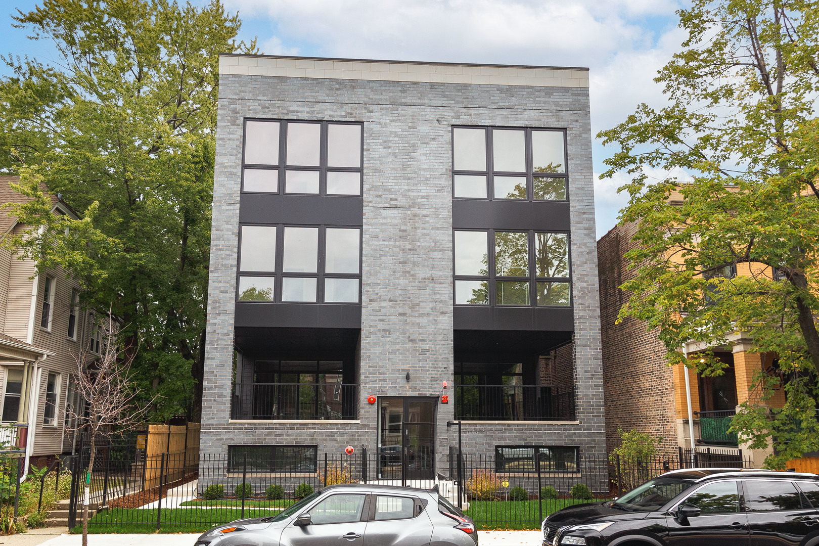 front view of a brick building