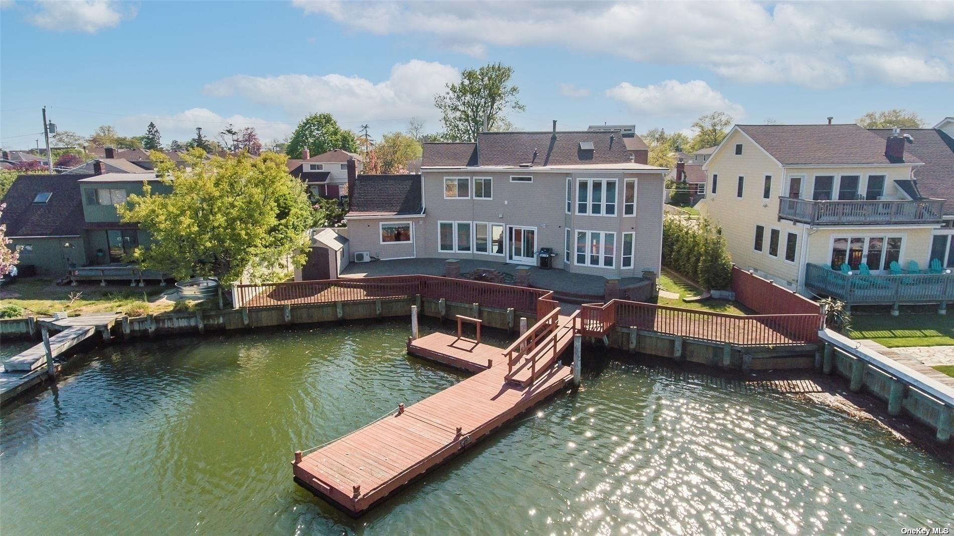 a view of a lake with a terrace