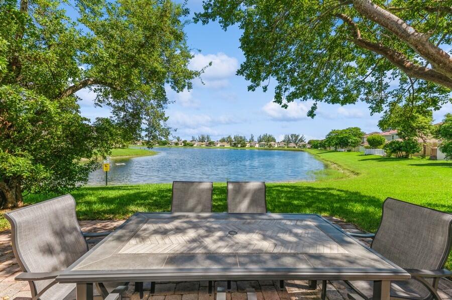 an outdoor view with patio