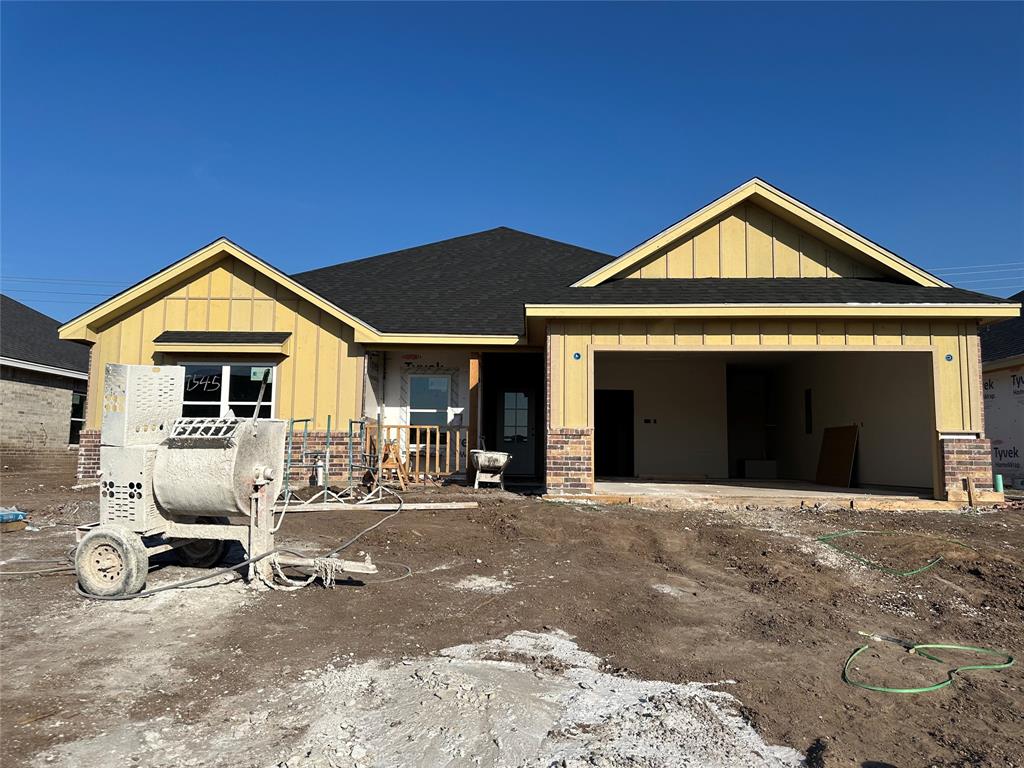 a front view of a house with patio