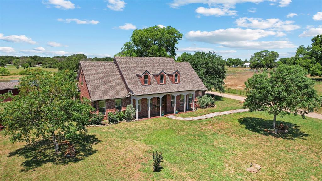 an aerial view of a house