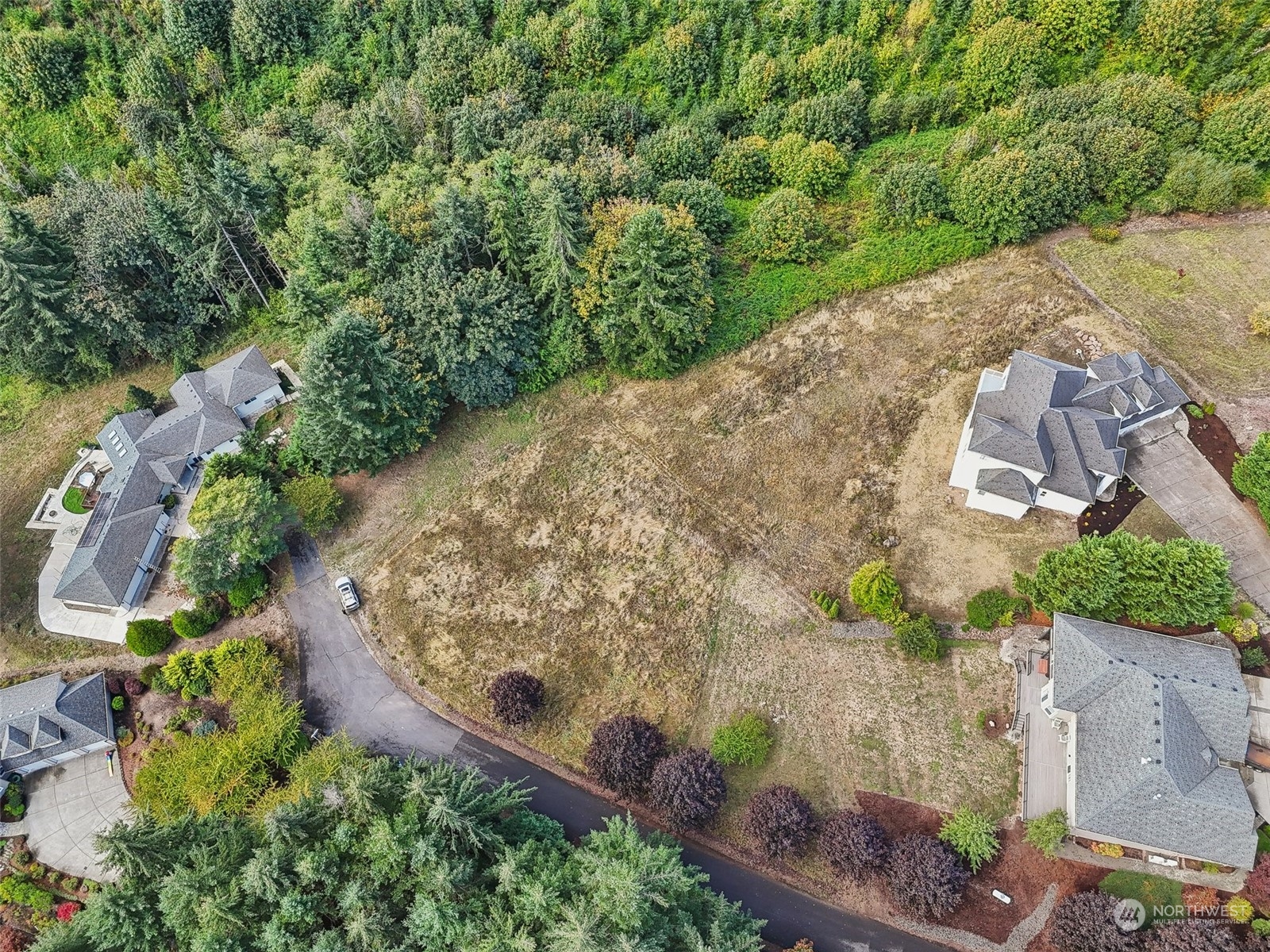 an aerial view of a house