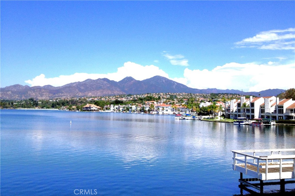 a view of a lake with a mountain