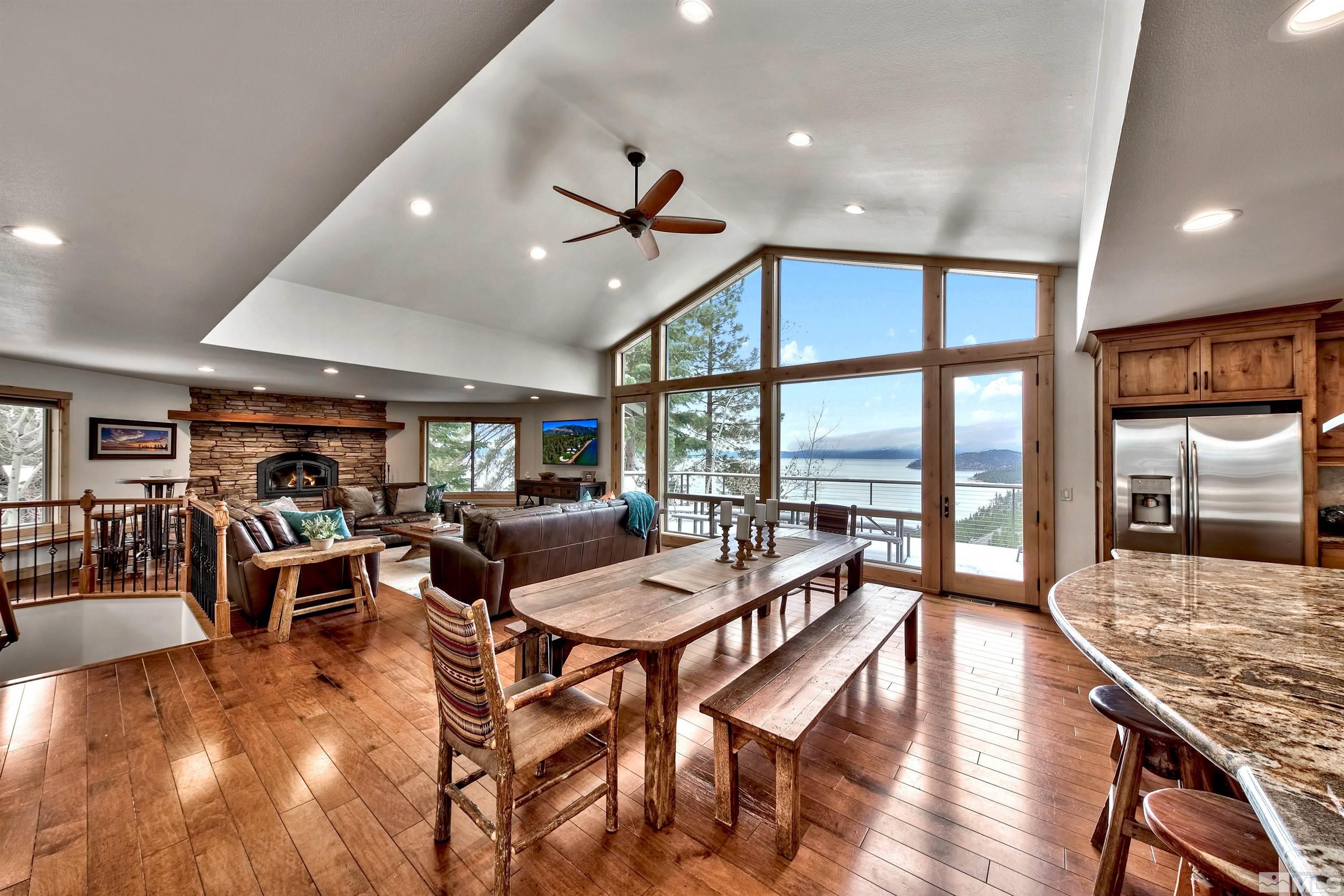 a view of a dining room and livingroom view