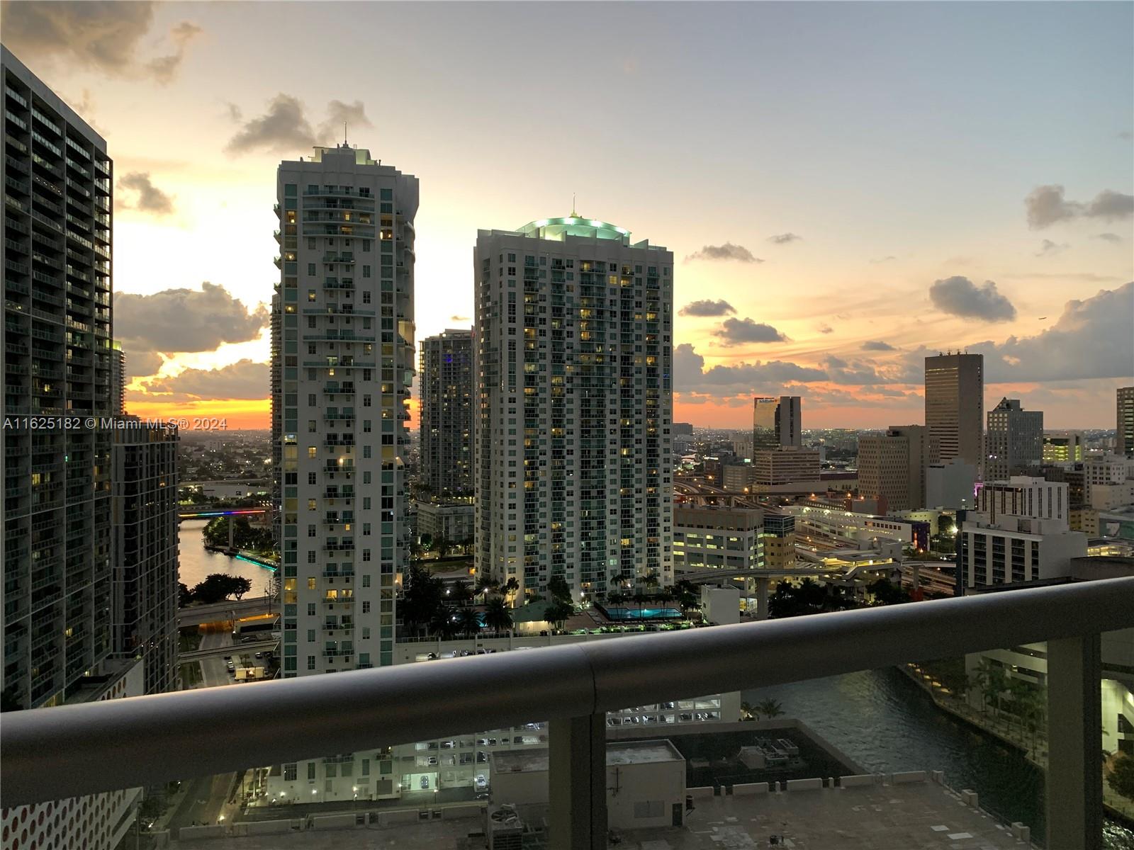 a view of a city from a balcony