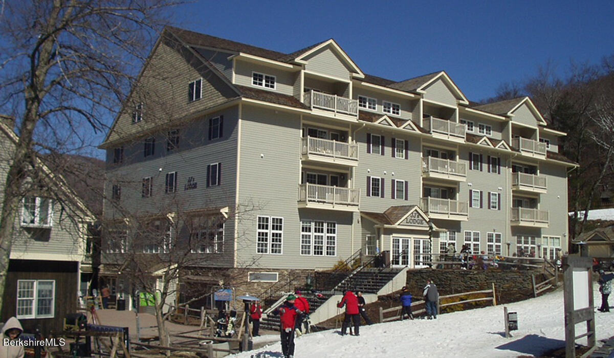 a front view of a building with street