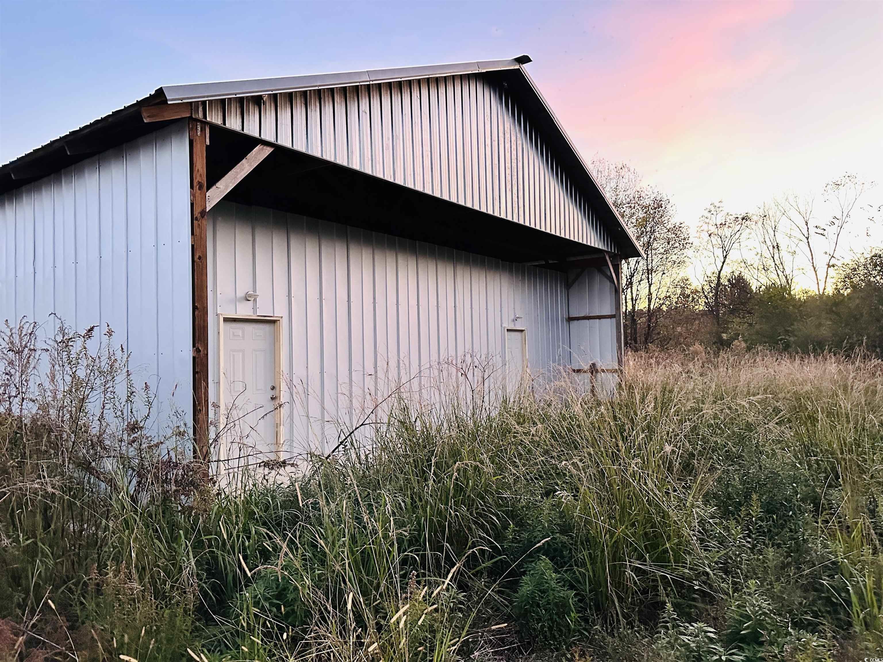 View of outdoor structure at dusk