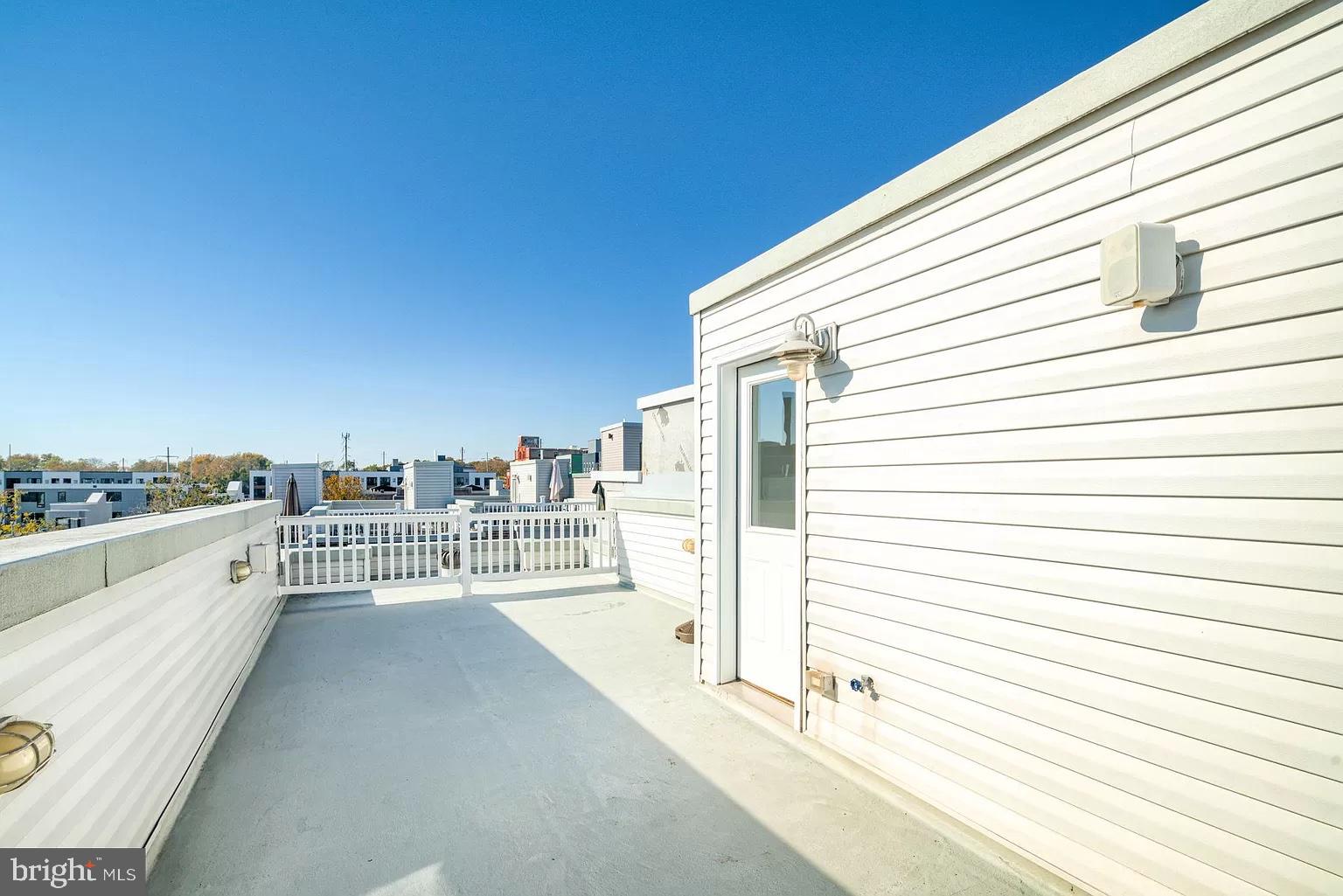 a view of a terrace with sky view