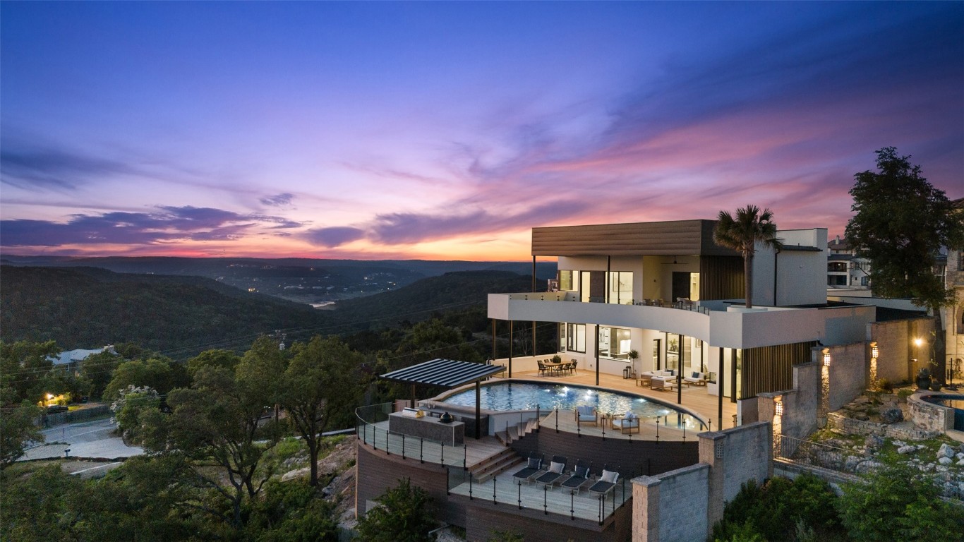 a front view of a house with a ocean view