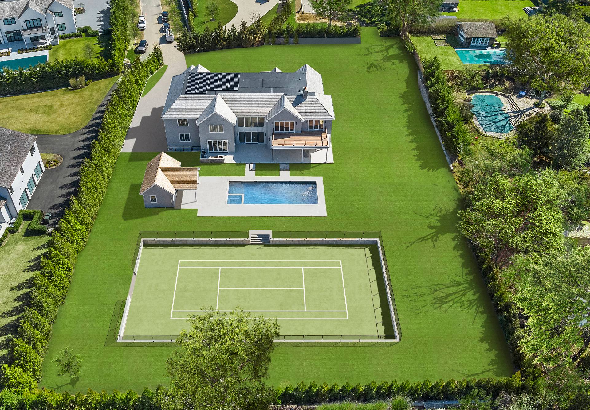 an aerial view of a house