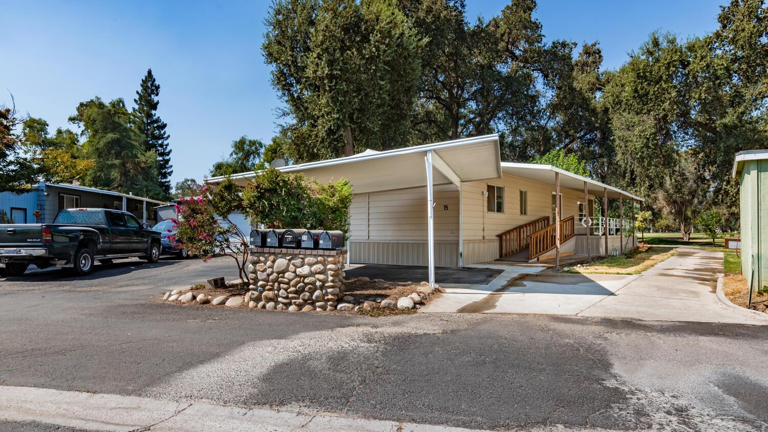 a view of a house with a patio